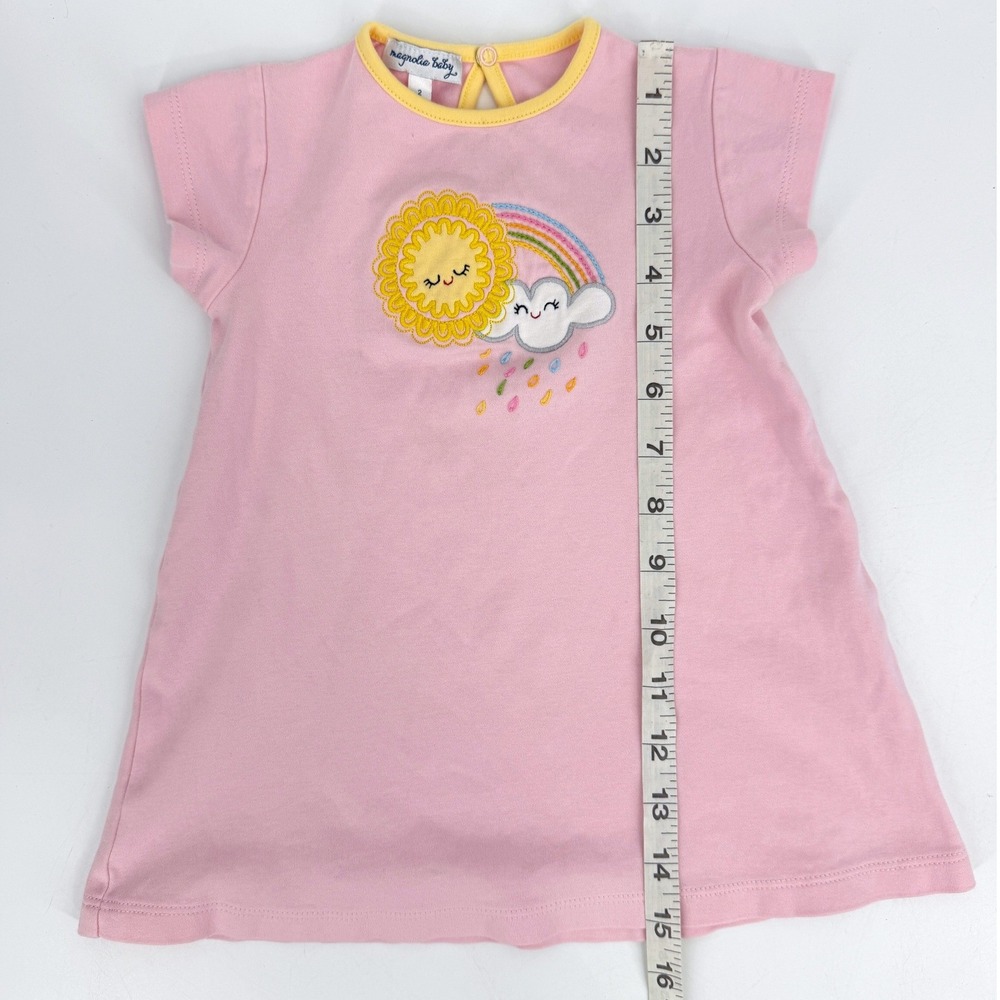 Magnolia Baby Girl's Pink Happy Day! Rainbow Sun Dress Sz 2 Cotton - Picture 6 of 7